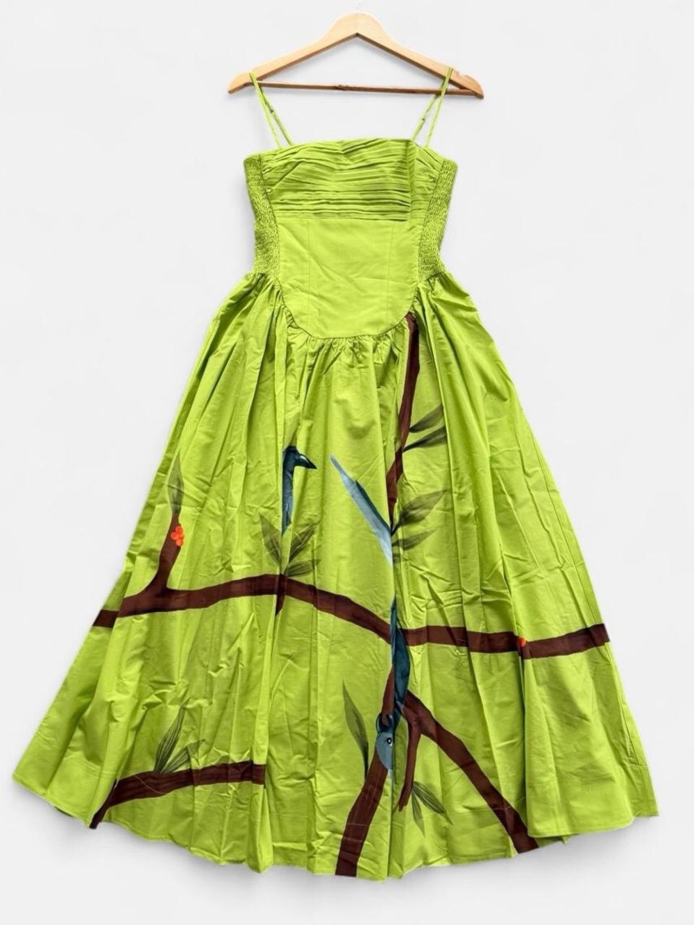 NWT FARM RIO Green Birds Smocked Maxi Dress - Picture 6 of 13
